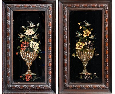 Lot 579 - A pair of Late Victorian decorative painted glass pictures.