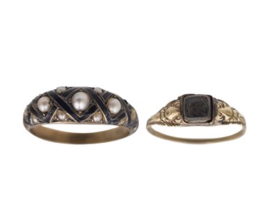 Lot 218 - Two 19th-century gold mourning rings.