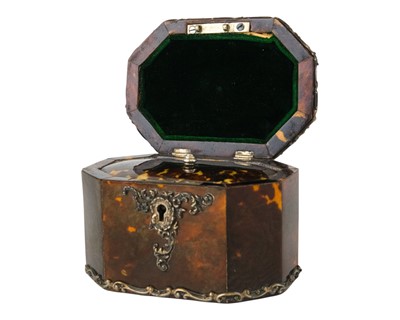 Lot 2 - A good Edwardian silver mounted tortoiseshell tea caddy.