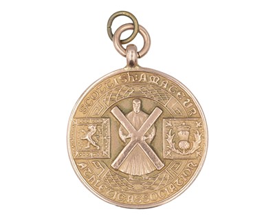 Lot 593 - A 9k rose gold medallion fob for the Scottish Amateur Athletic Association, depicting St. Andrew.