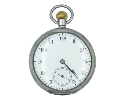 Lot 535 - A Swiss 0.935 silver keyless wind lever pocket watch.