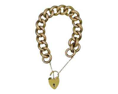 Lot 226 - A 9k large hollow curb link bracelet, with 9k padlock clasp.