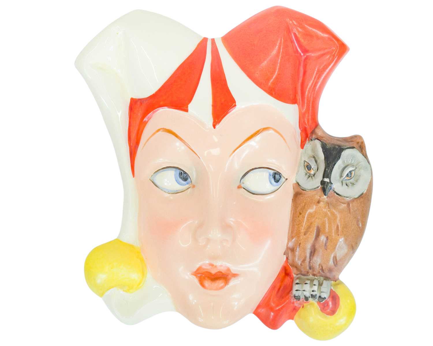 Lot 25 - A 1930s Art Deco Czechoslovakian wall mask modelled as a female jester.