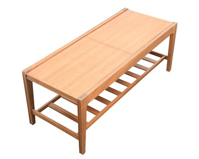 Lot 31 - A Remploy teak extending tiled top coffee table