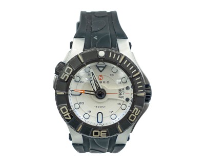 Lot 644 - NUBEO - A 300M diver's oversize stainless steel automatic wristwatch, with rubber strap.