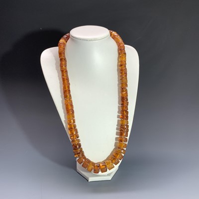 Lot 2505 - An amber discus bead necklace 164gm