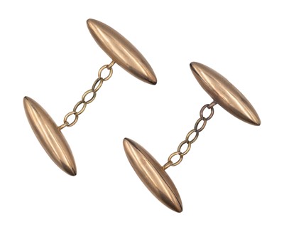 Lot 259 - A pair of rose gold torpedo cufflinks.
