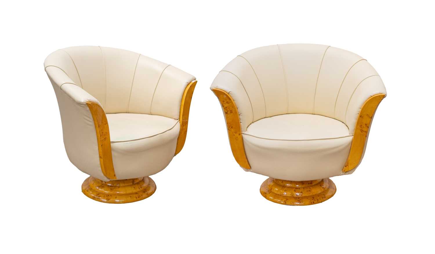 Lot 44 - A pair of Art Deco style 'Tulip' shape swivel chairs