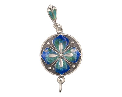 Lot 264 - JAMES FENTON & CO - An Art & Crafts silver-and-enamel pendant.