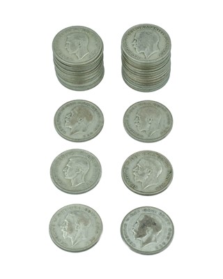 Lot 28 - GB - A collection of George V & VI pre-1947 .500 silver half crown coins.
