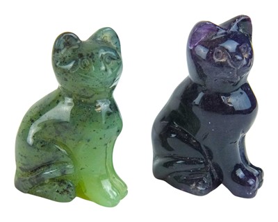 Lot 547 - Two hardstone Chinese cats.