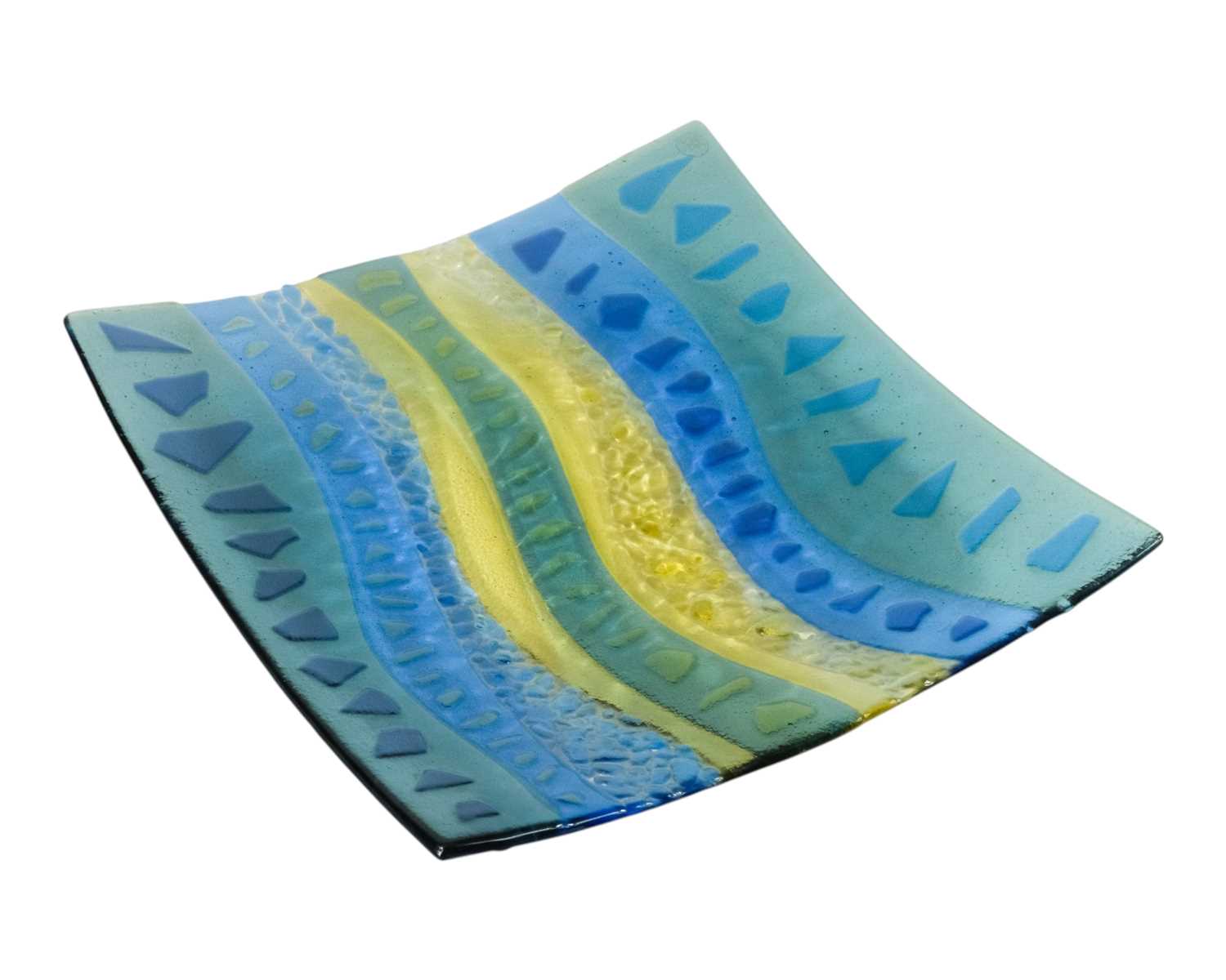 Lot 21 - A Jo Downs fused glass square dish.