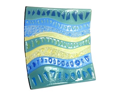Lot 21 - A Jo Downs fused glass square dish.