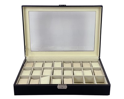 Lot 689 - A 24-section wristwatch collectors glazed and hinged case.