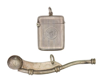 Lot 159 - A silver fob vesta case by George Unite & Sons.