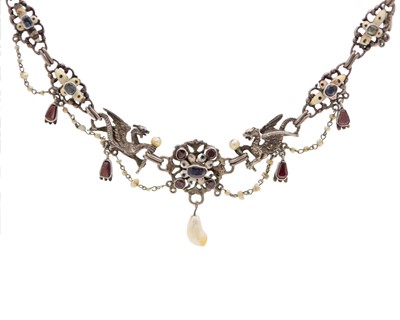 Lot 275 - A good 19th-century Austro-Hungarian Renaissance Revival gem-set and enamel necklace.
