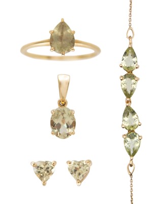 Lot 221 - A csarite set suite of jewellery, in 9k and 14k, by Gemporia.
