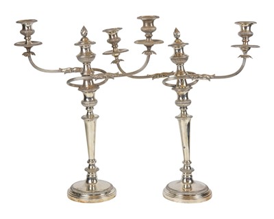 Lot 471 - A pair of 19th century Old Sheffield plate candelabra.