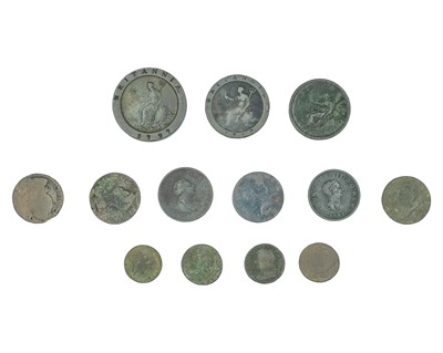 Lot 21 - GB - a collection of Charles II-George III copper coinage, to include a 1797 'cartwheel' twopence.