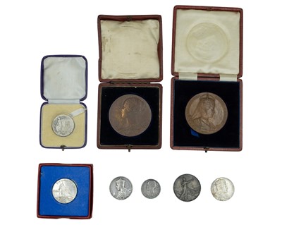 Lot 34 - ROYAL COMMEMORATIVE MEDALS - four silver Coronation medals,and two bronze medals.