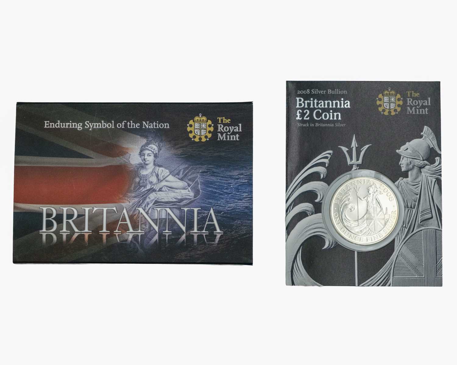 Lot 46 - GB - Two Britannia fine silver one ounce £2 coins, 2008 & 2009.