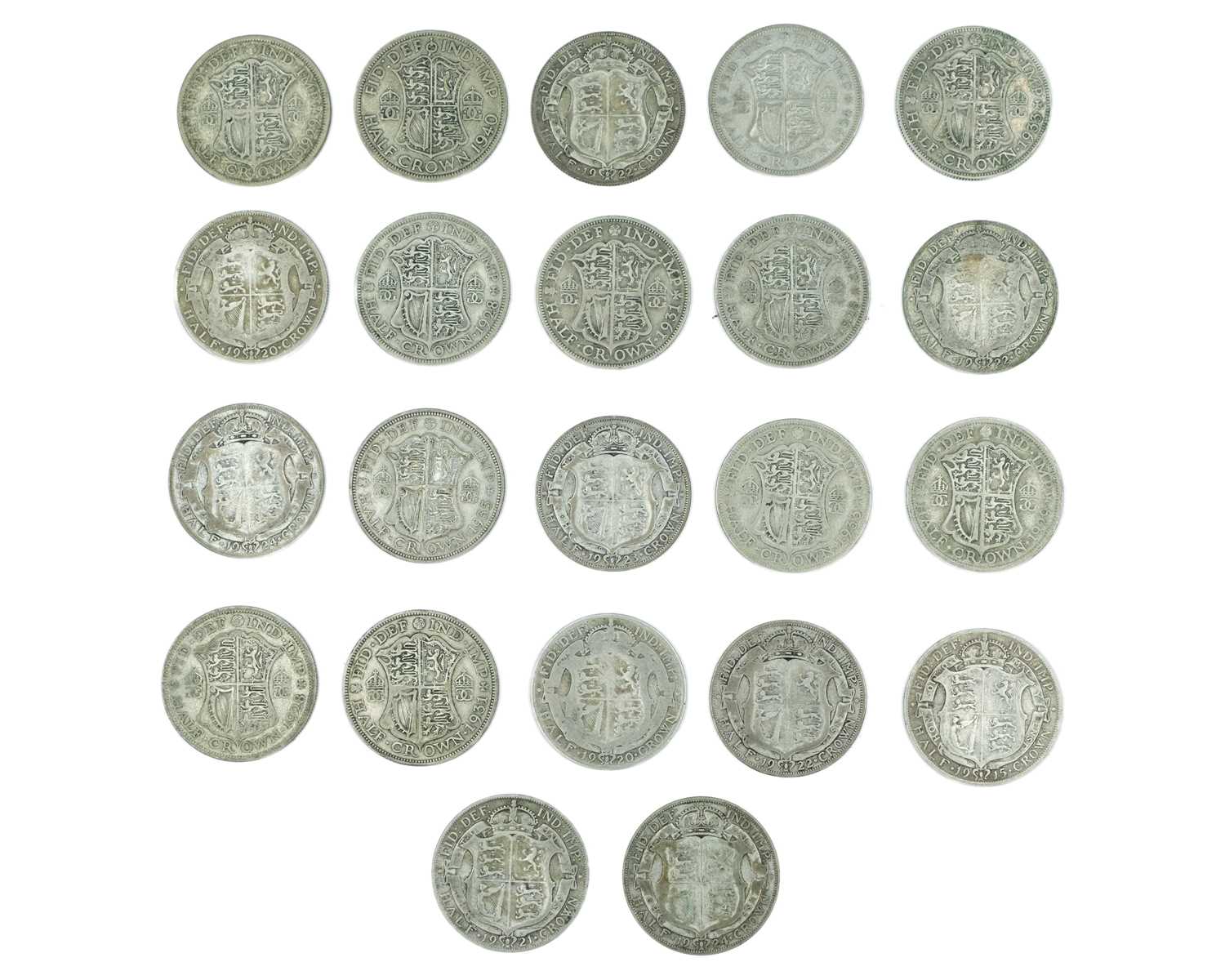 Lot 14 - GB - A collection of half crown .500 silver pre-1947 coins,George V-George VI.