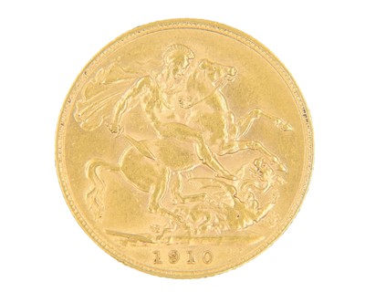 Lot 45 - An Edward VII 1910 full sovereign coin.