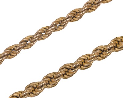 Lot 37 - Two 9k rope twist neck chains, one 18.5" (broken) the other is 16.5".