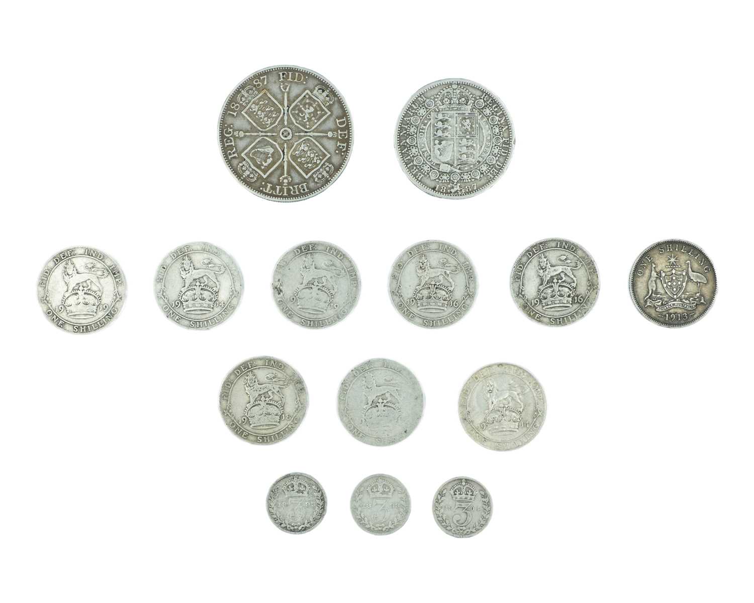 Lot 13 - GB - A selection of pre-1920 .925 silver coinage, Victoria-George V.