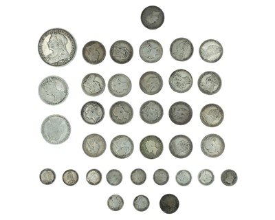 Lot 12 - GB - A collection of Victoria silver coinage, including an 1895 crown, and two George IV shillings.