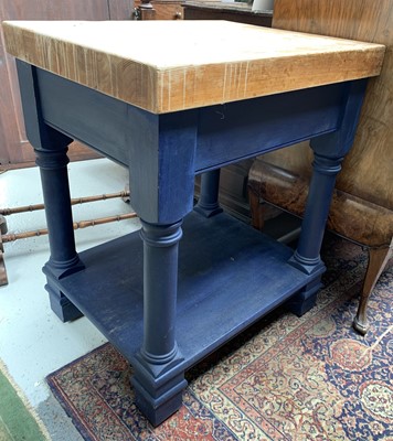 Lot 3091 - A butcher's block style kitchen peninsular,...