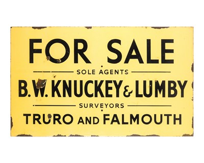 Lot 114 - A cream enamel estate agent's advertising sign.