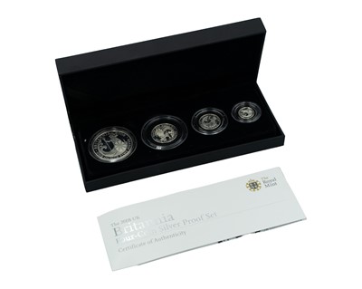 Lot 26 - A Royal Mint Britannia four-coin .999 fine silver proof set, 2008.