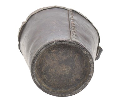 Lot 45 - A 19th century leather fire bucket with studded copper rim.