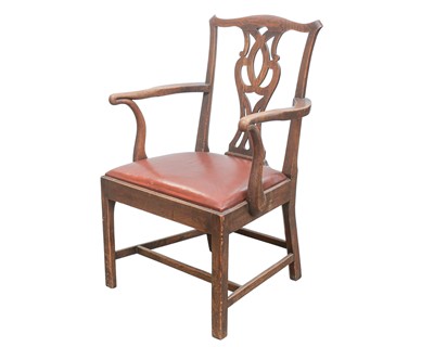 Lot 797 - A stout George III elm carver chair.