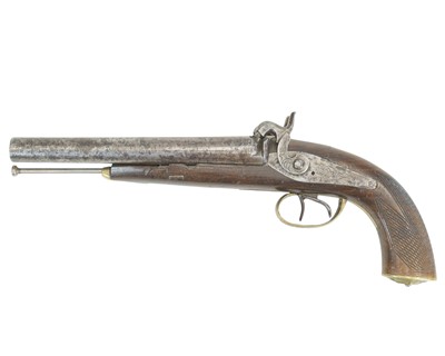 Lot 136 - A side by side double barrel pecussion pistol.