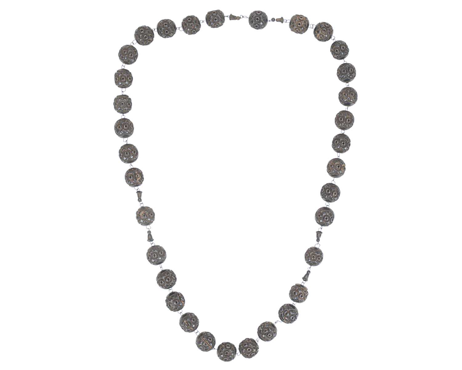 Lot 32 - A set of carved and stained wood rosary beads.