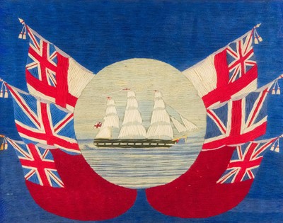 Lot 419 - A Sailor's woolwork picture.