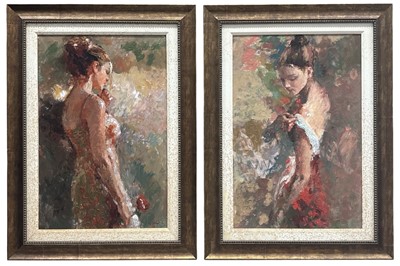 Lot 20 - Hua Chen (1952), two large hand embellished...