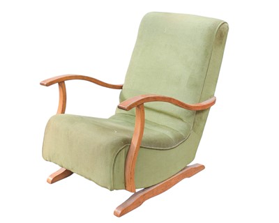Lot 157 - A mid-century beech framed rocking chair.