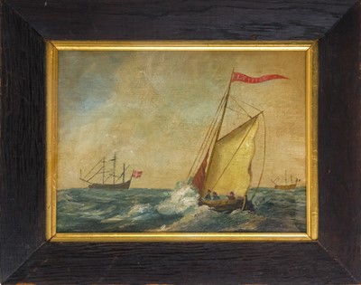 Lot 584 - A small niave marine painting.