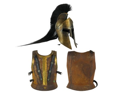 Lot 123 - Greek style brass mounted steel armour.