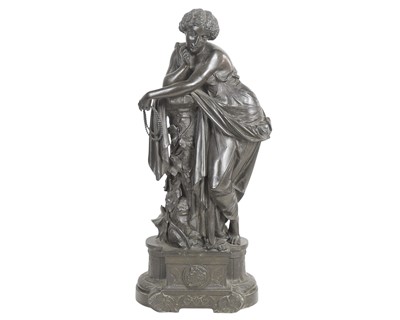Lot 85 - A bronzed spelter figure of a classical female.