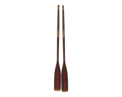 Lot 416 - A pair of wooden oars 'Chante Brise'.