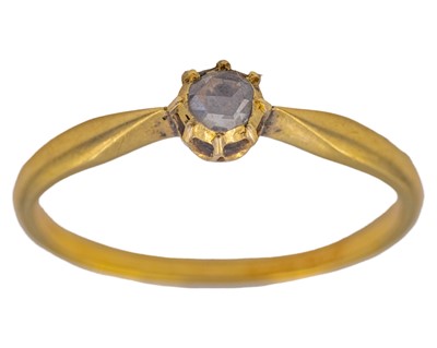 Lot 41 - A rose-cut diamond solitaire ring, set in gold.
