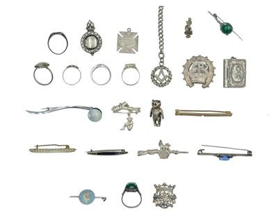 Lot 224 - A selection of silver and base metal jewels.