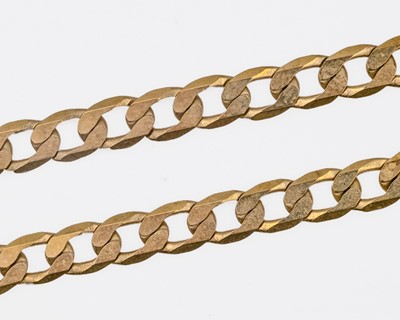 Lot 30 - A 9k hallmarked gold 18.25" curb-link neck chain.
