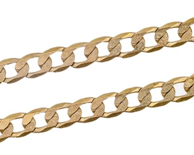 Lot 30 - A 9k hallmarked gold 18.25" curb-link neck chain.