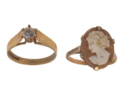 Lot 190 - Two 9k hallmarked gold dress rings.