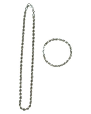 Lot 196 - A heavy 925 silver rope twist 21.5" neck chain, and a similar 8.5" bracelet.